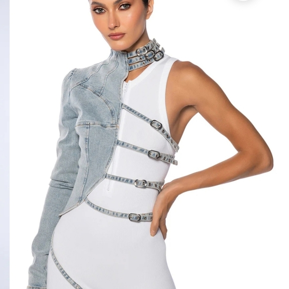 Akira Pretty Reckless Denim Half There Top - Picture 3 of 3